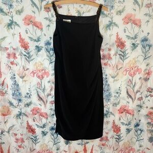 Vintage Elegant Black Dress with Detailed Straps